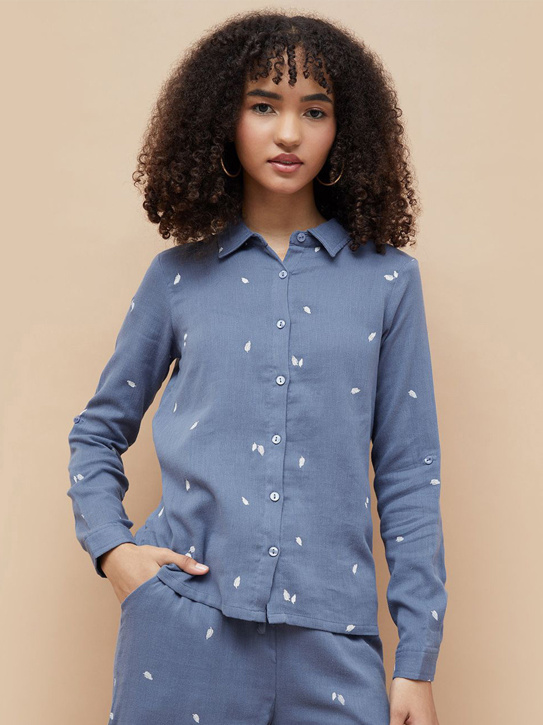 Fame Forever by Lifestyle Conversational Printed Spread Collar Long Sleeves Cotton Shirt