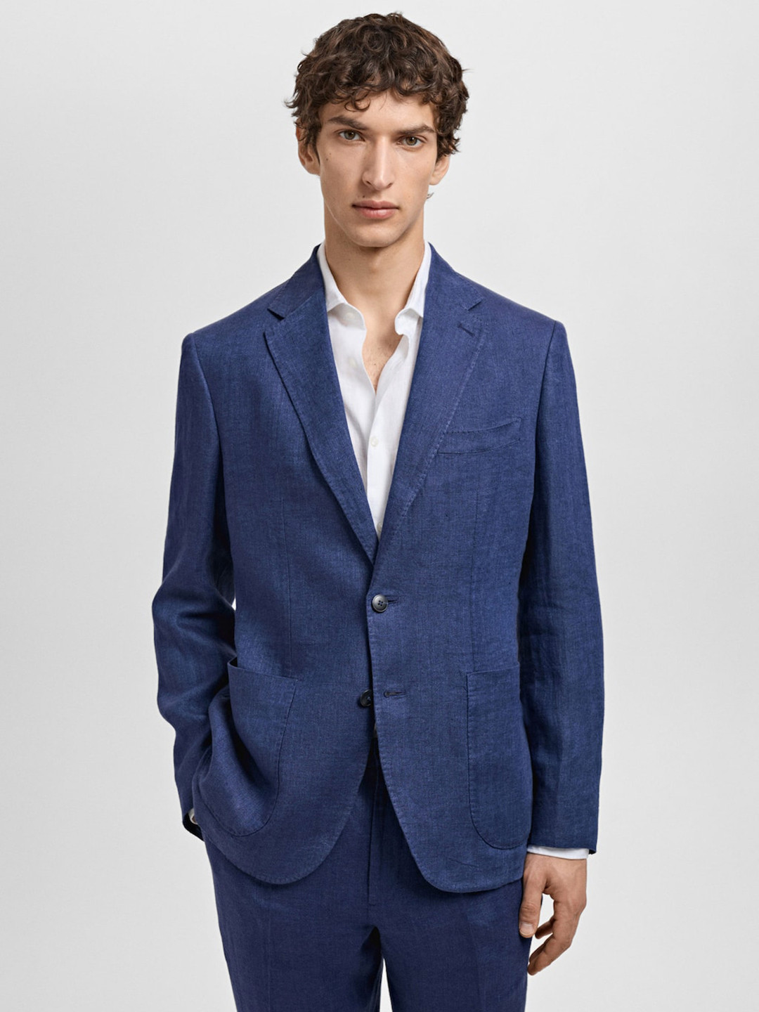 MANGO MAN Salerno Linen Single-Breasted Slim Fit Blazer