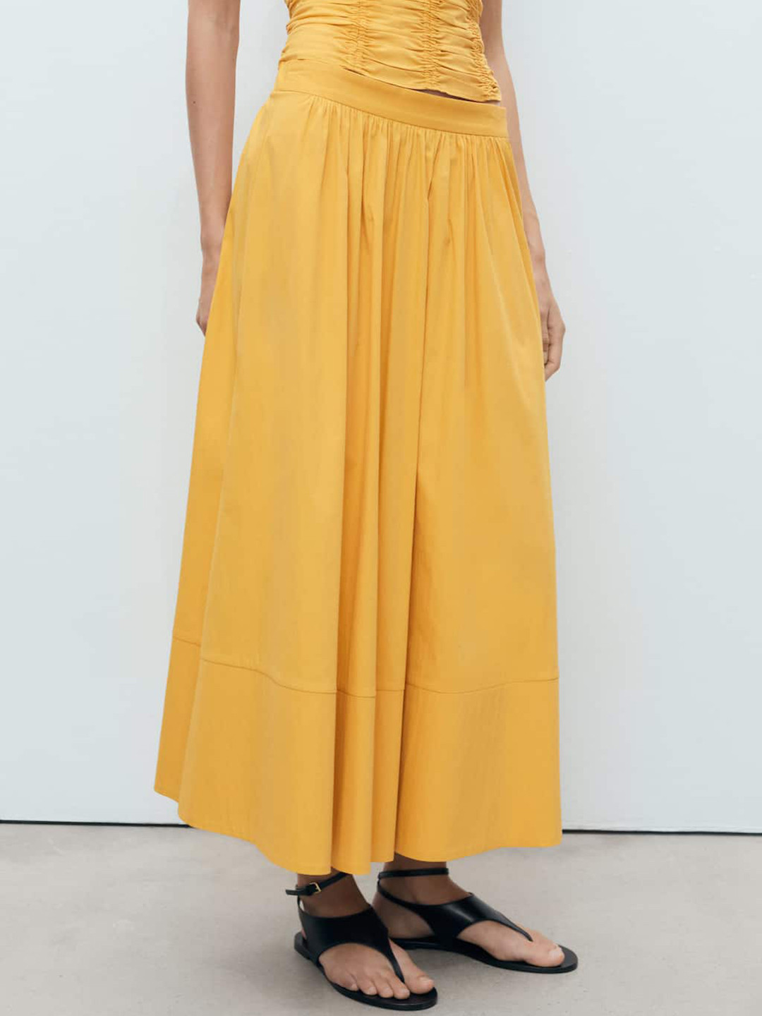 MANGO Mid-Rise Maxi Flared Skirt