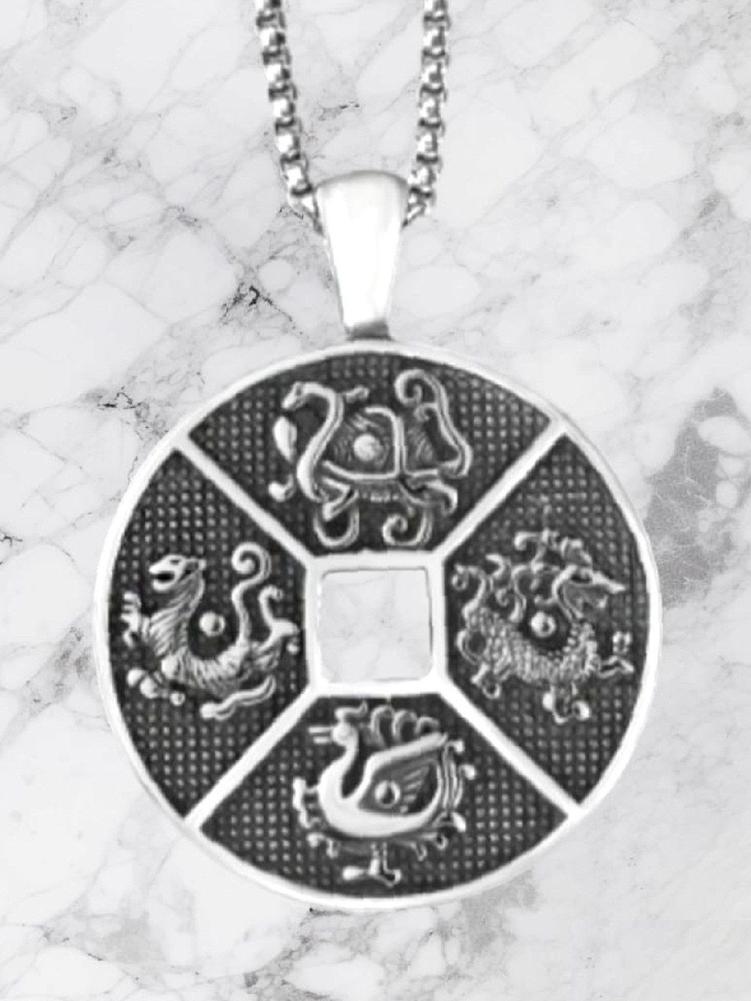 Crazy Fashion Unisex Round Ancient Zodia Sign Pendant with Chain