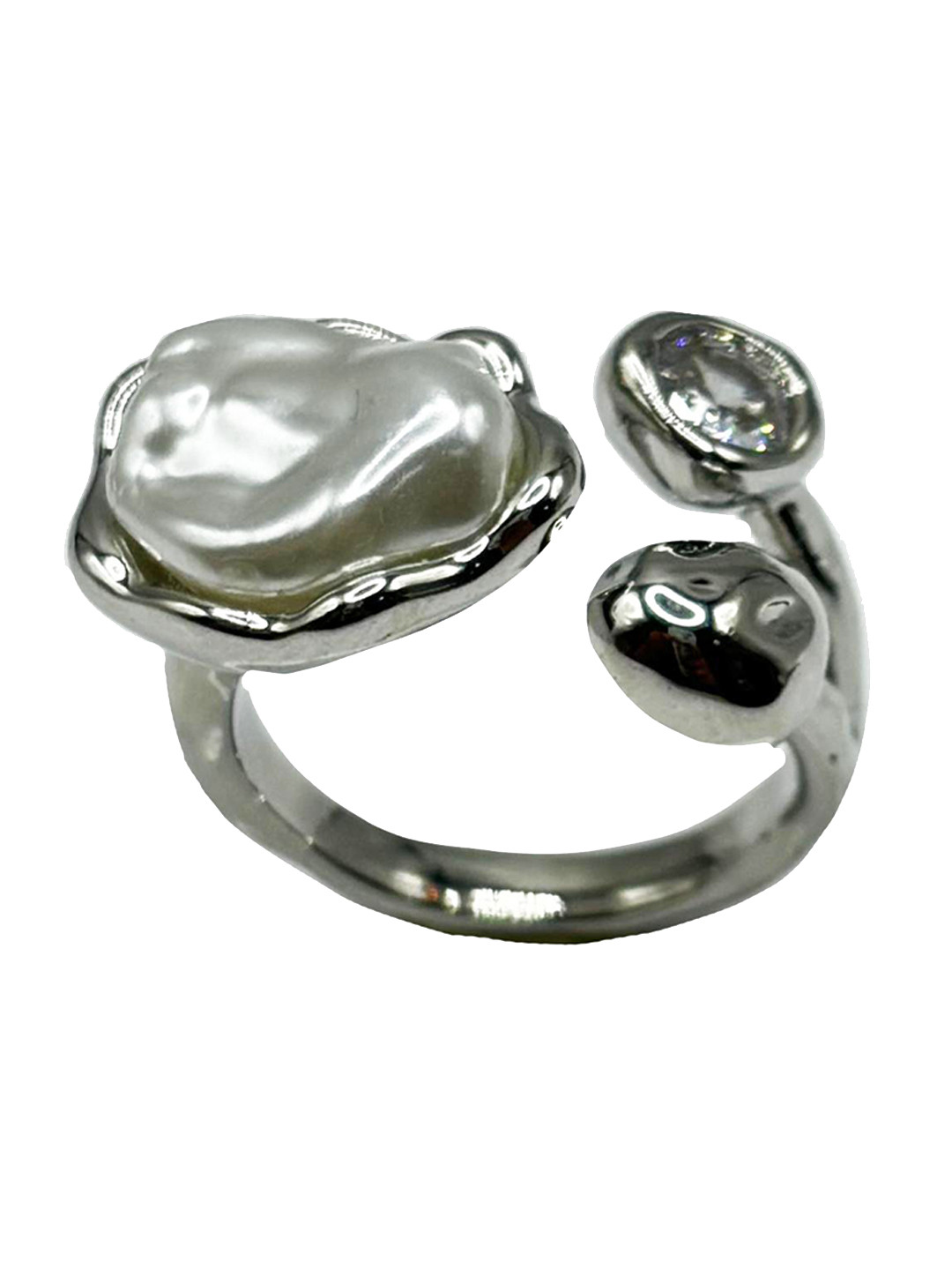 ISHI New York Rhodium-Plated Aurora Square Halo Ring