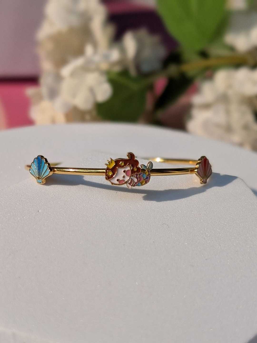 ShimmerTots 925 Sterling Silver Gold-Plated Ocean Magic Kids Adjustable Bangle