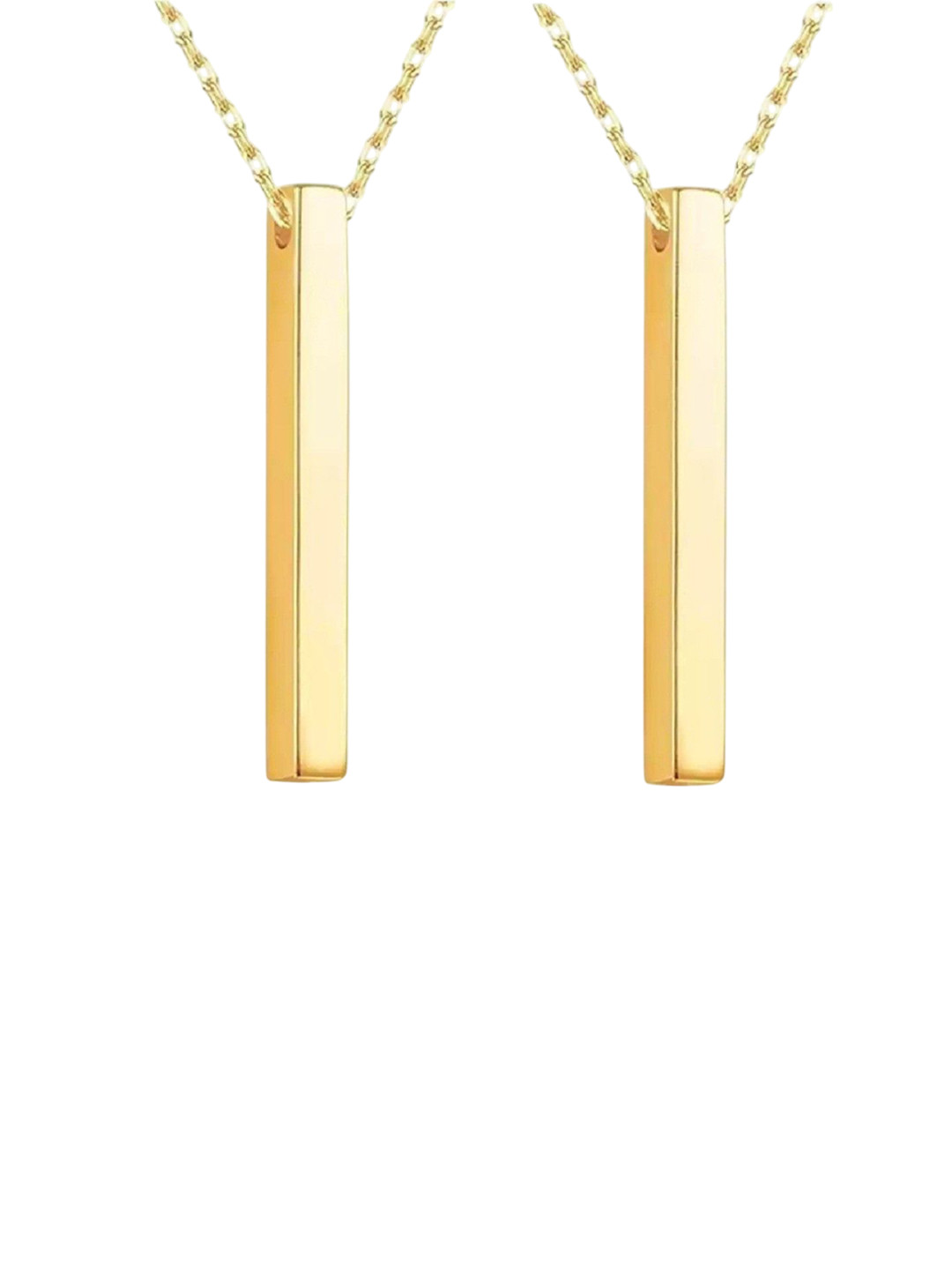 Crazy Fashion Set Of 2 Gold Color Bar Pendant with Chain
