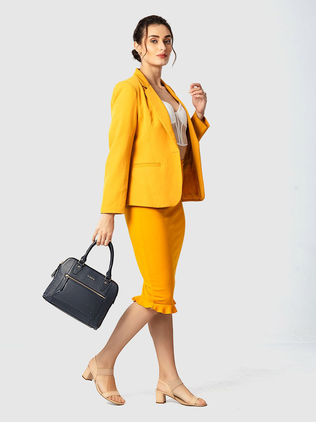 SENNES Leather Textured Structured Handheld Bag