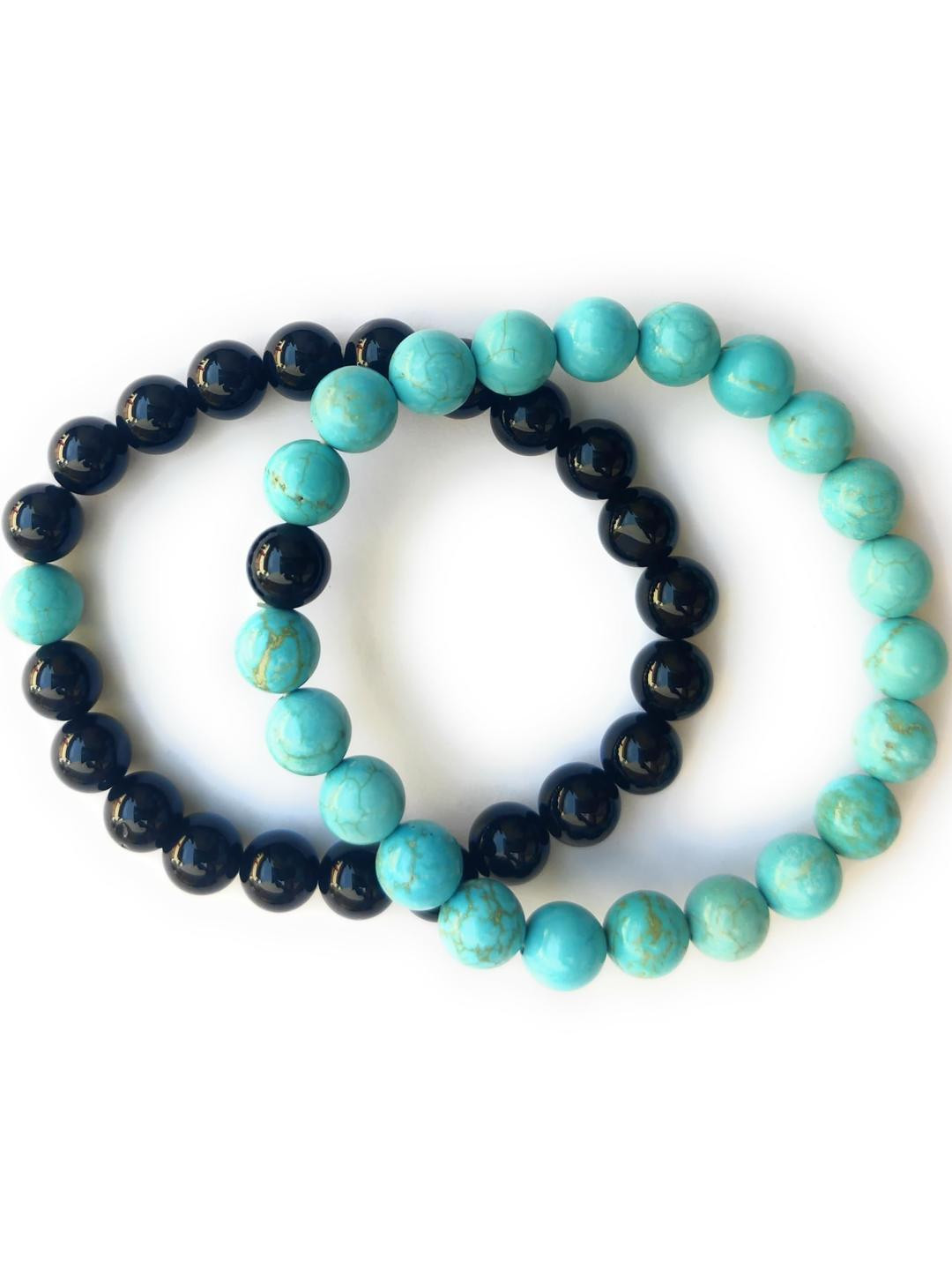 Apnisanskriti Unisex Black Oynx Phiroza Stone Bracelet