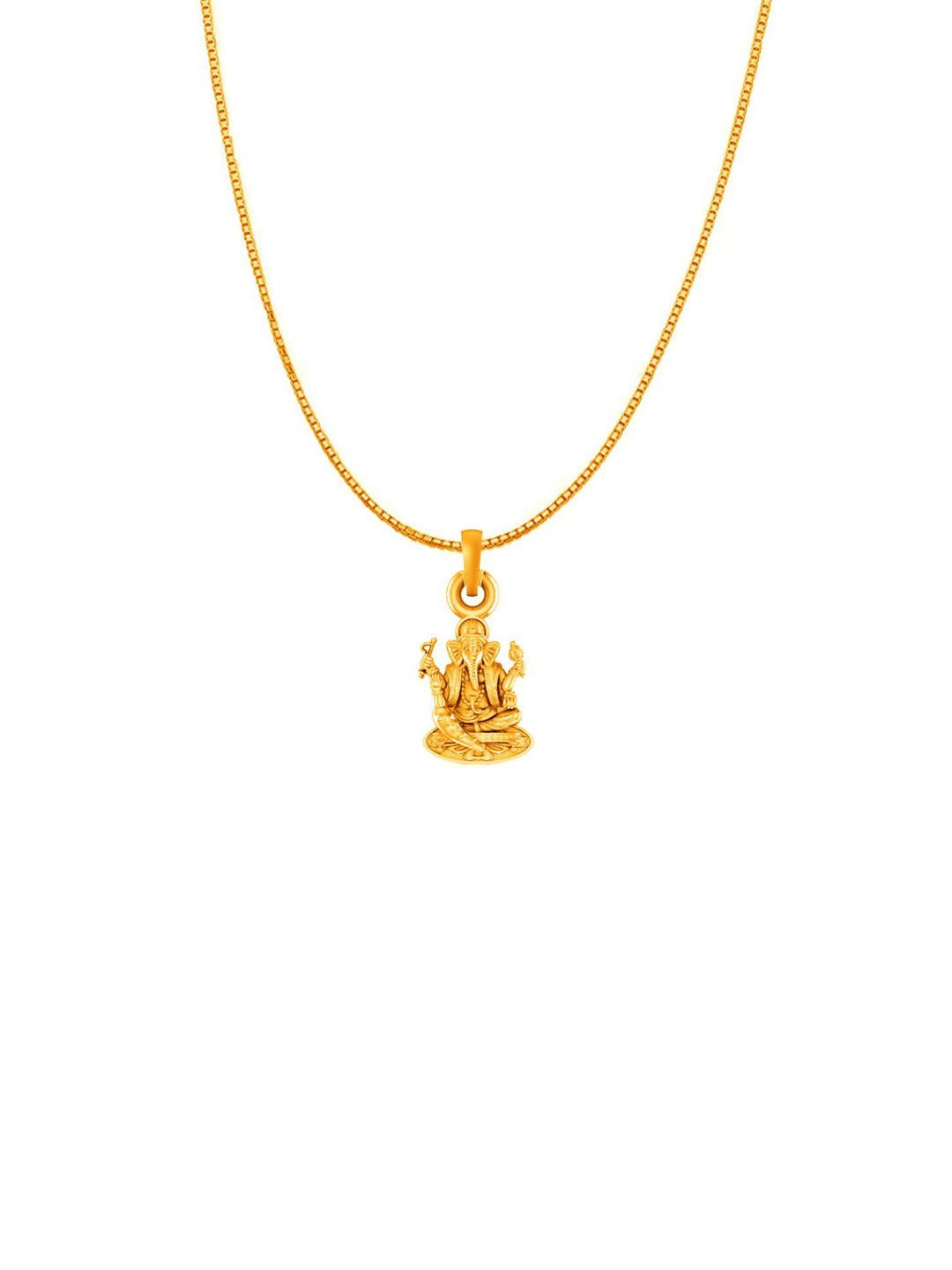 AKSHAT SAPPHIRE 92.5 Silver 22KT Gold Plated Triangular Ganesh Pendant with Box Chain