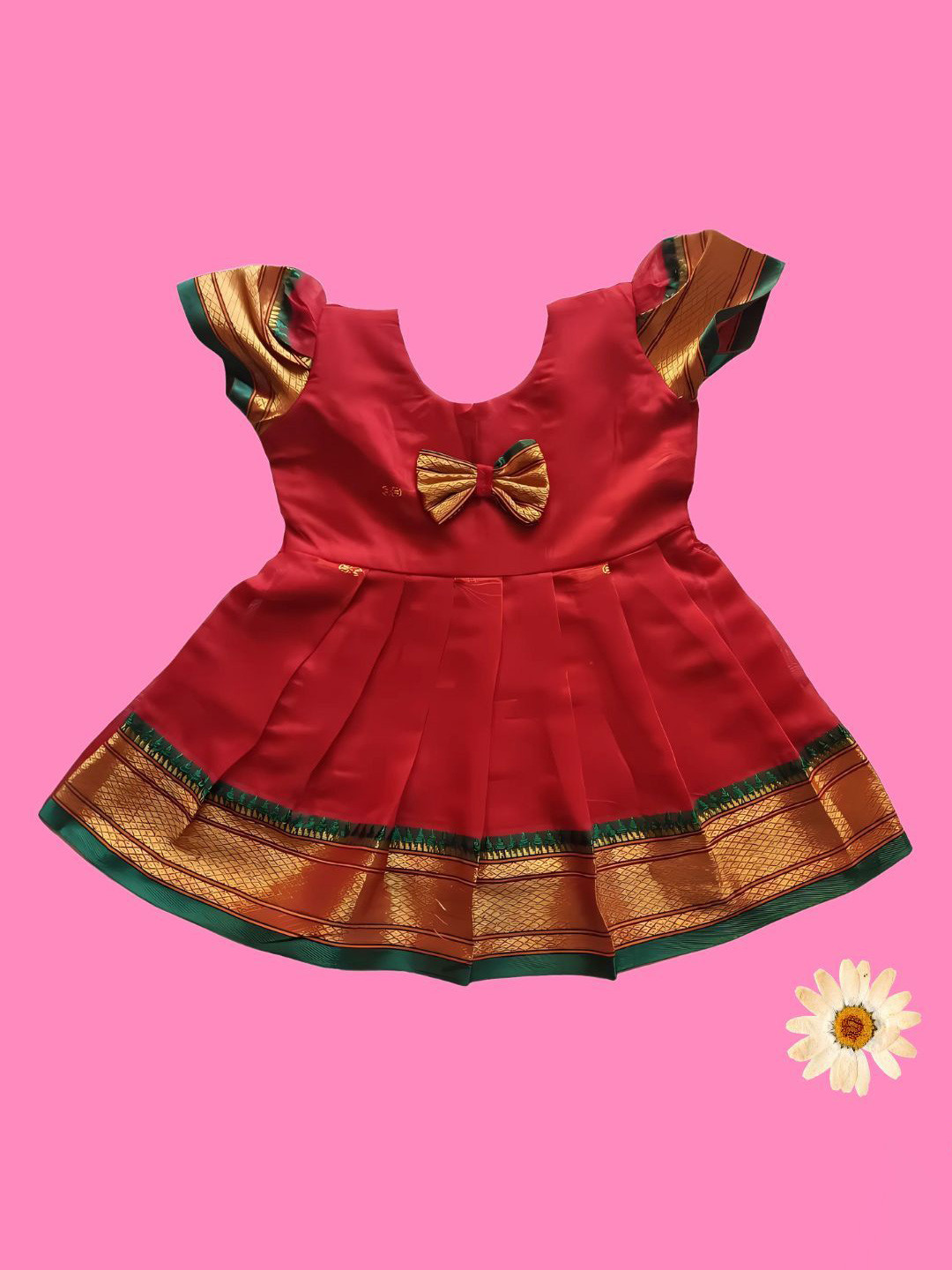 Mom and Me Girl Woven Design Pleated Fit and Flare Dress