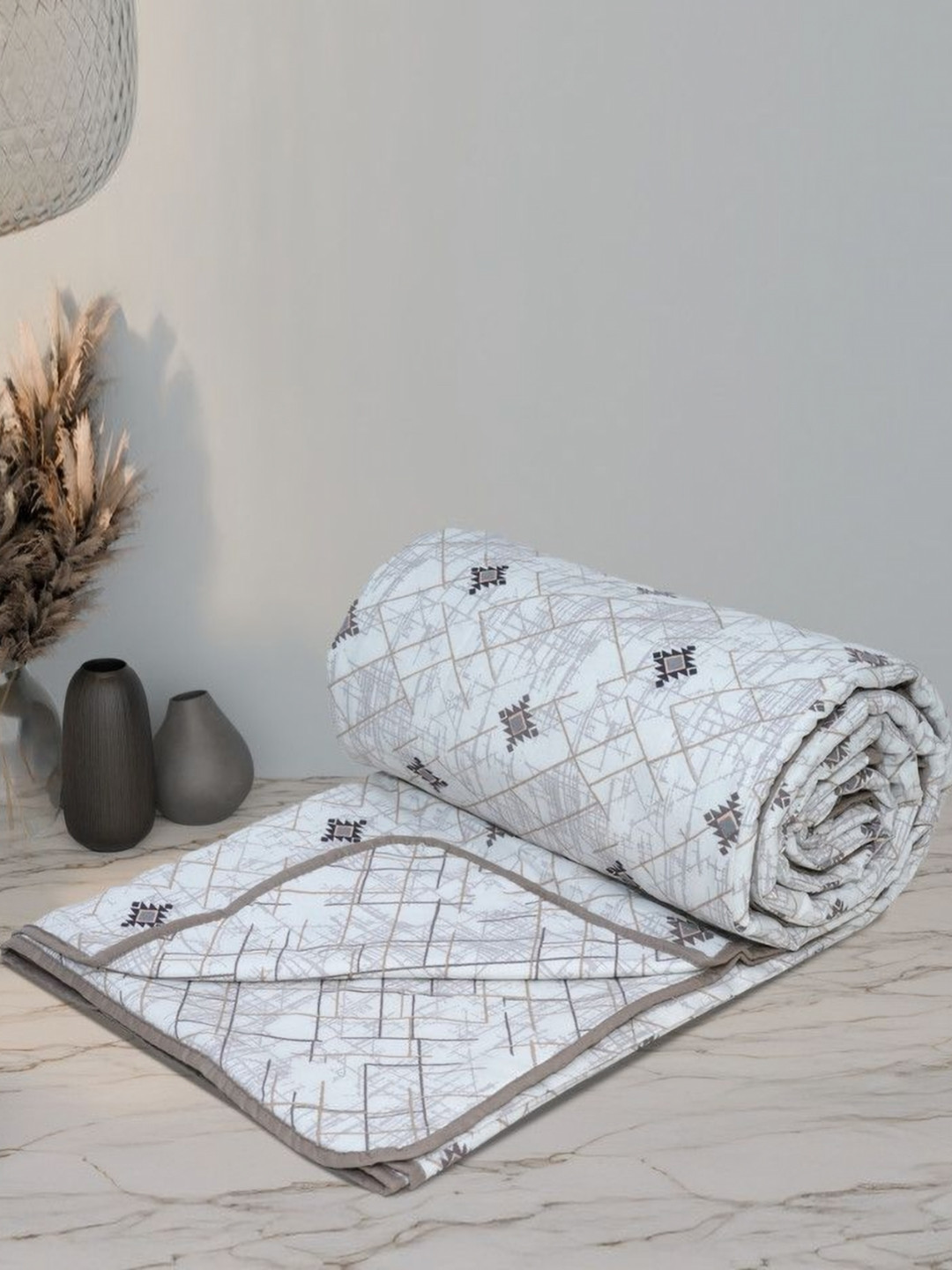 Florida Nova Tan Set of 3 AC Room 300 GSM Cotton Reversible Double Bed Dohar