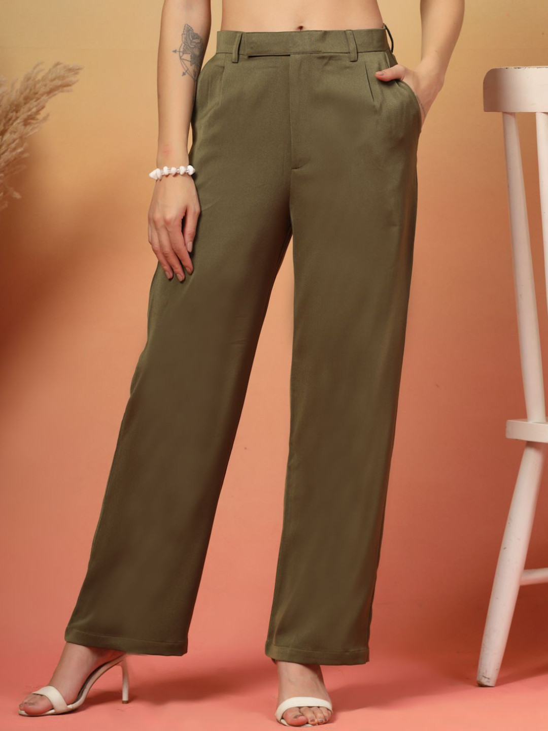 T TRYON ULTIMATE Relaxed Straight Fit Mid Rise Formal Trousers