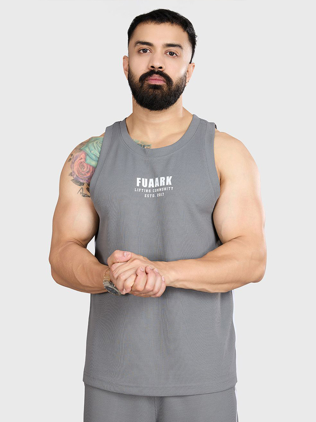 FUAARK Men Drip Oversized Gym & Workout Tank Drip Oversized Tank Dark Grey-S
