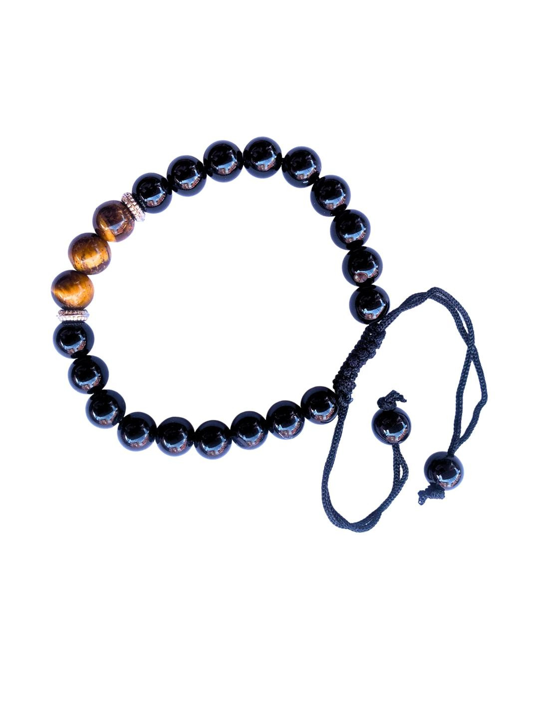 Apnisanskriti Unisex Black Onyx Shine Tiger Eye Stone Bracelet