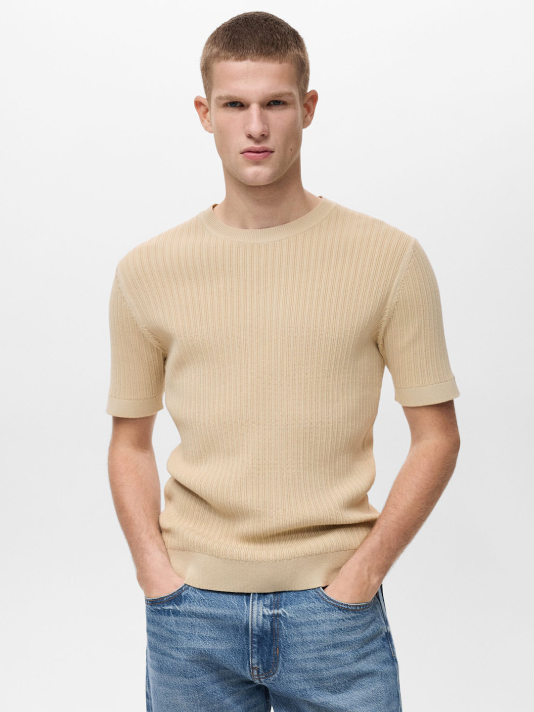 MANGO MAN Braided Knitted T-shirt