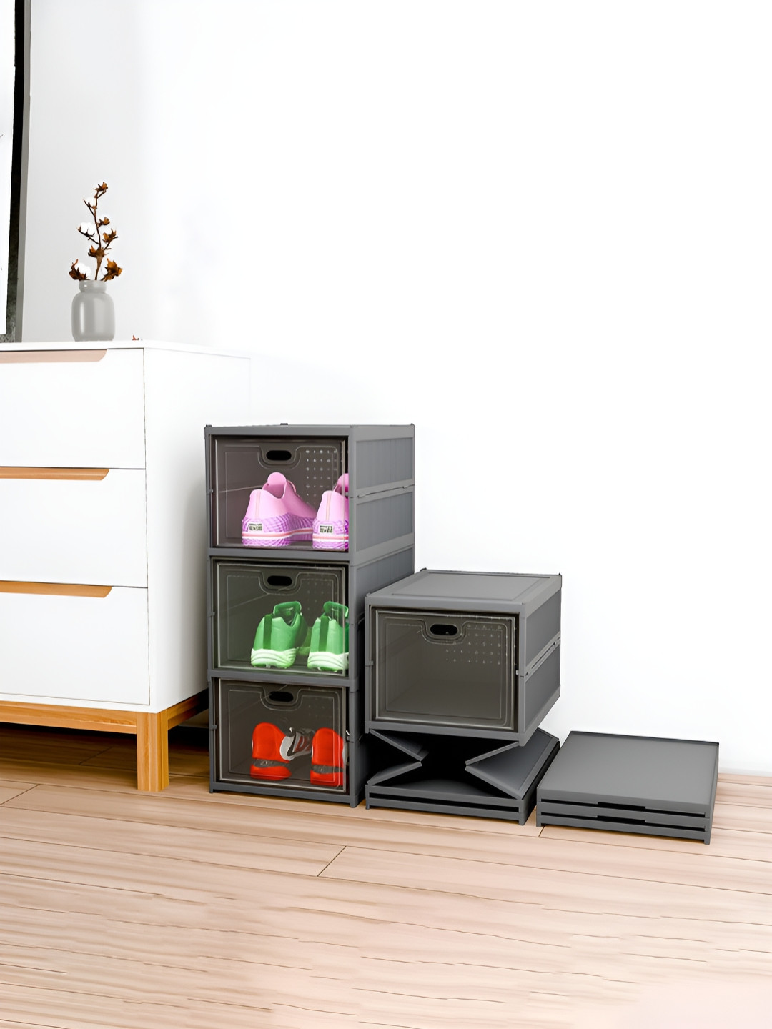 Myntra Elegant Homes Grey 3-Tier Foldable Storage Racks