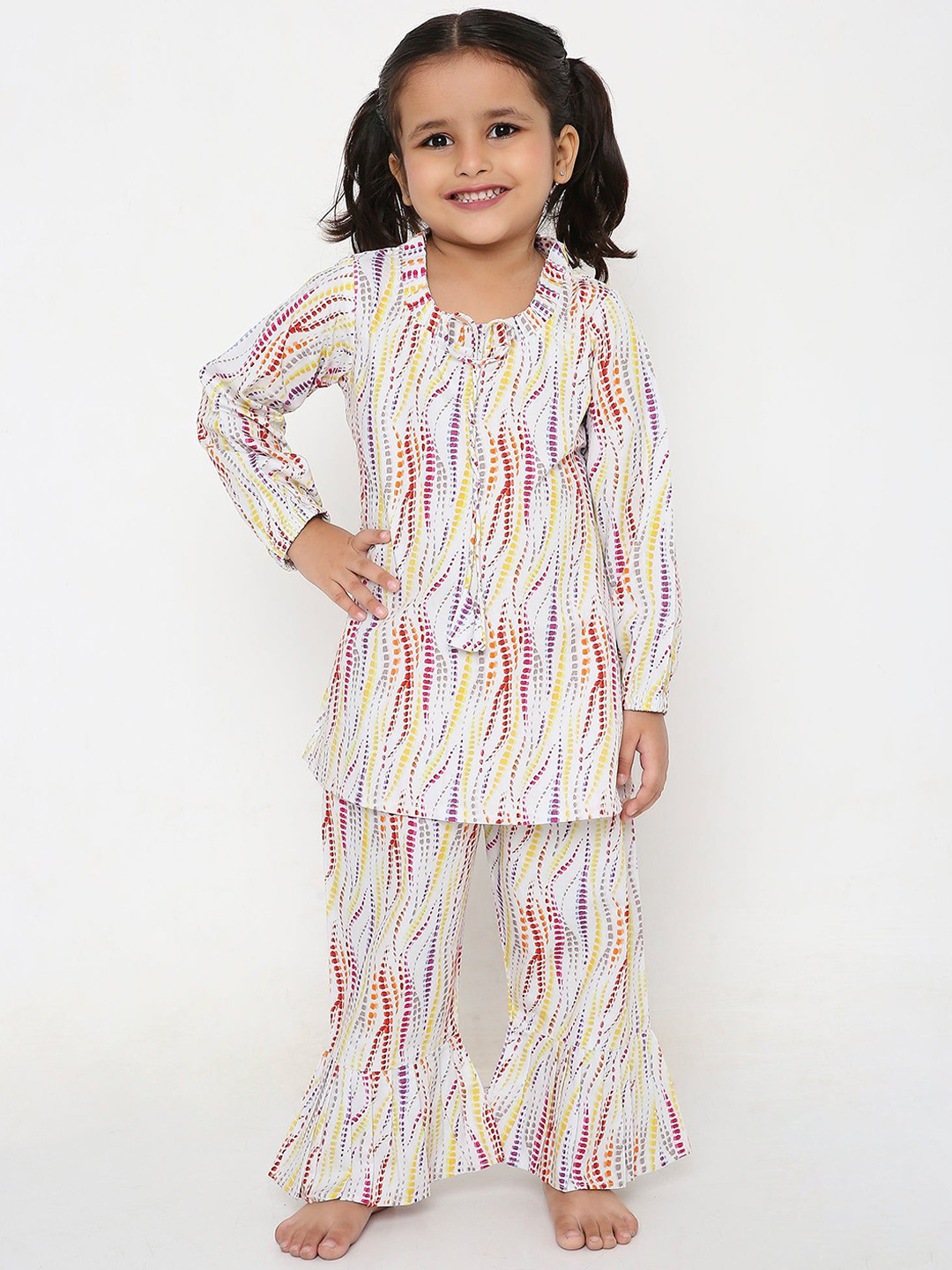 Little Clothings Girls Rainbow Ripple Night suits