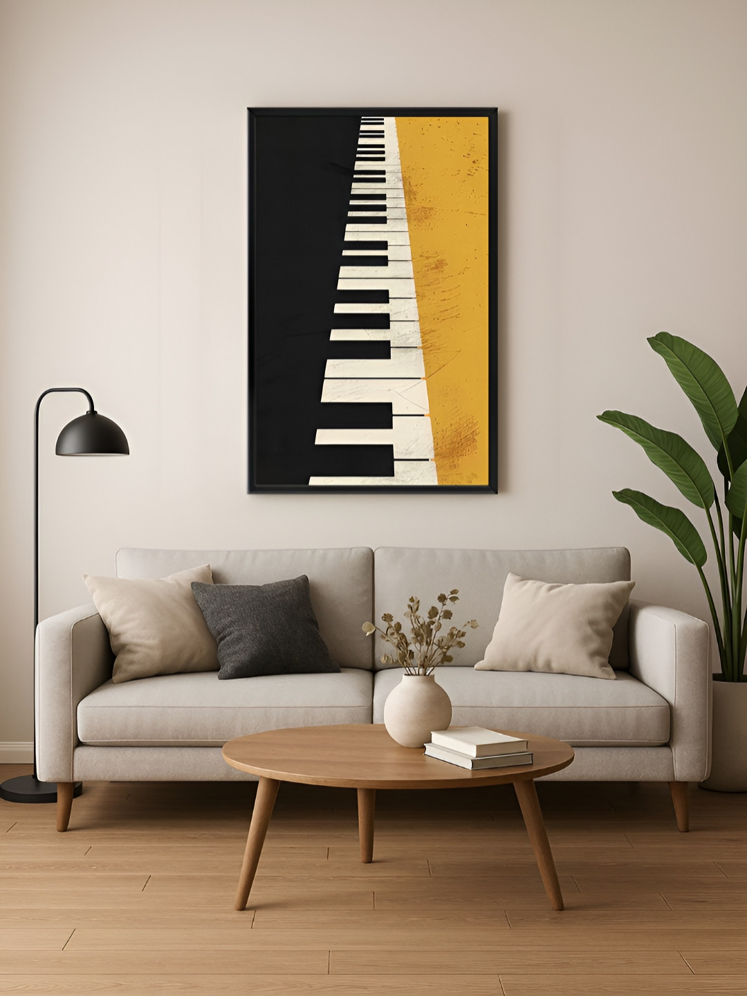999Store Black & White 1 Piece Canvas Piano Wall Paintings