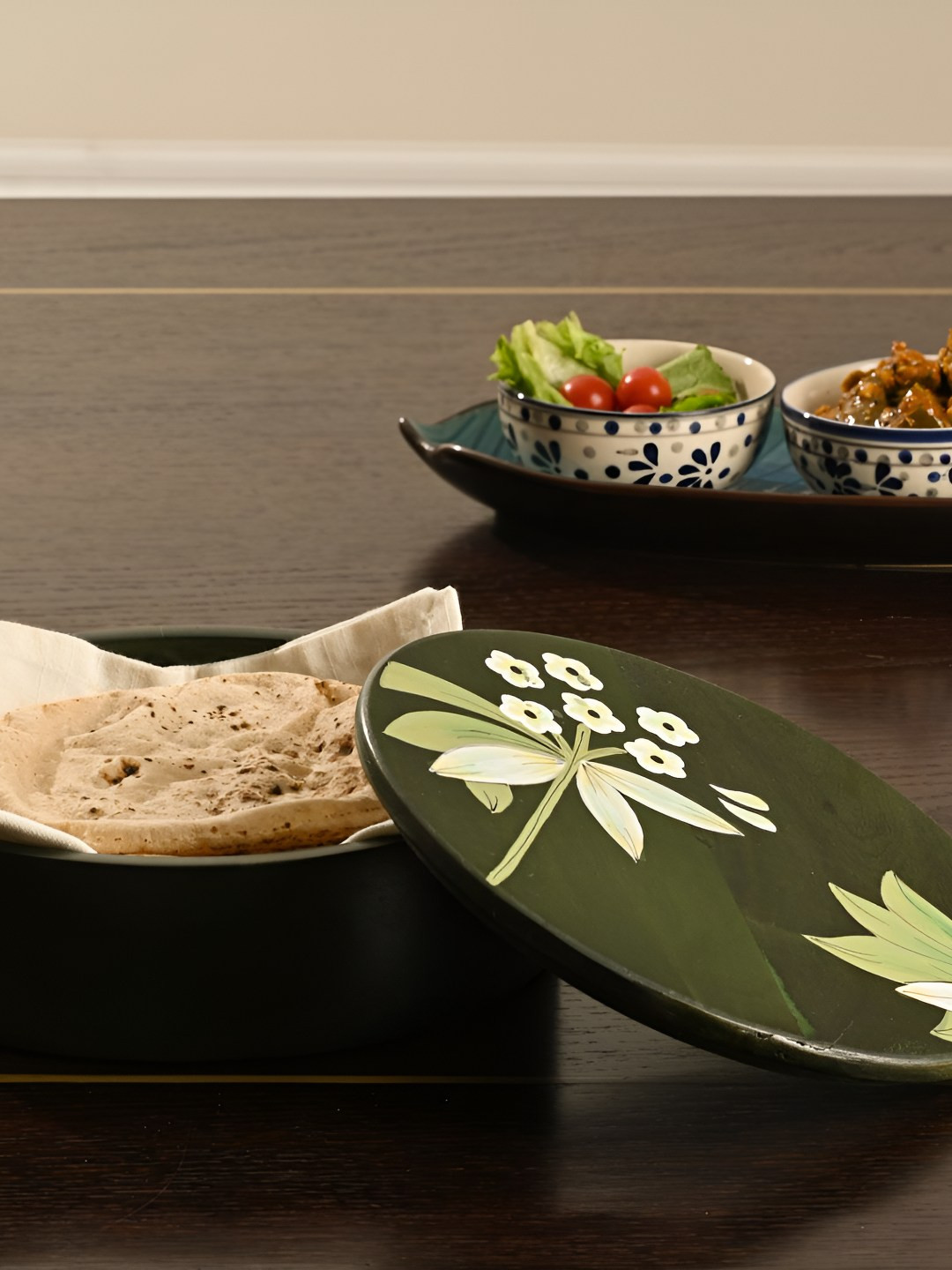 SITARRA LIVING Green & White Roti Box