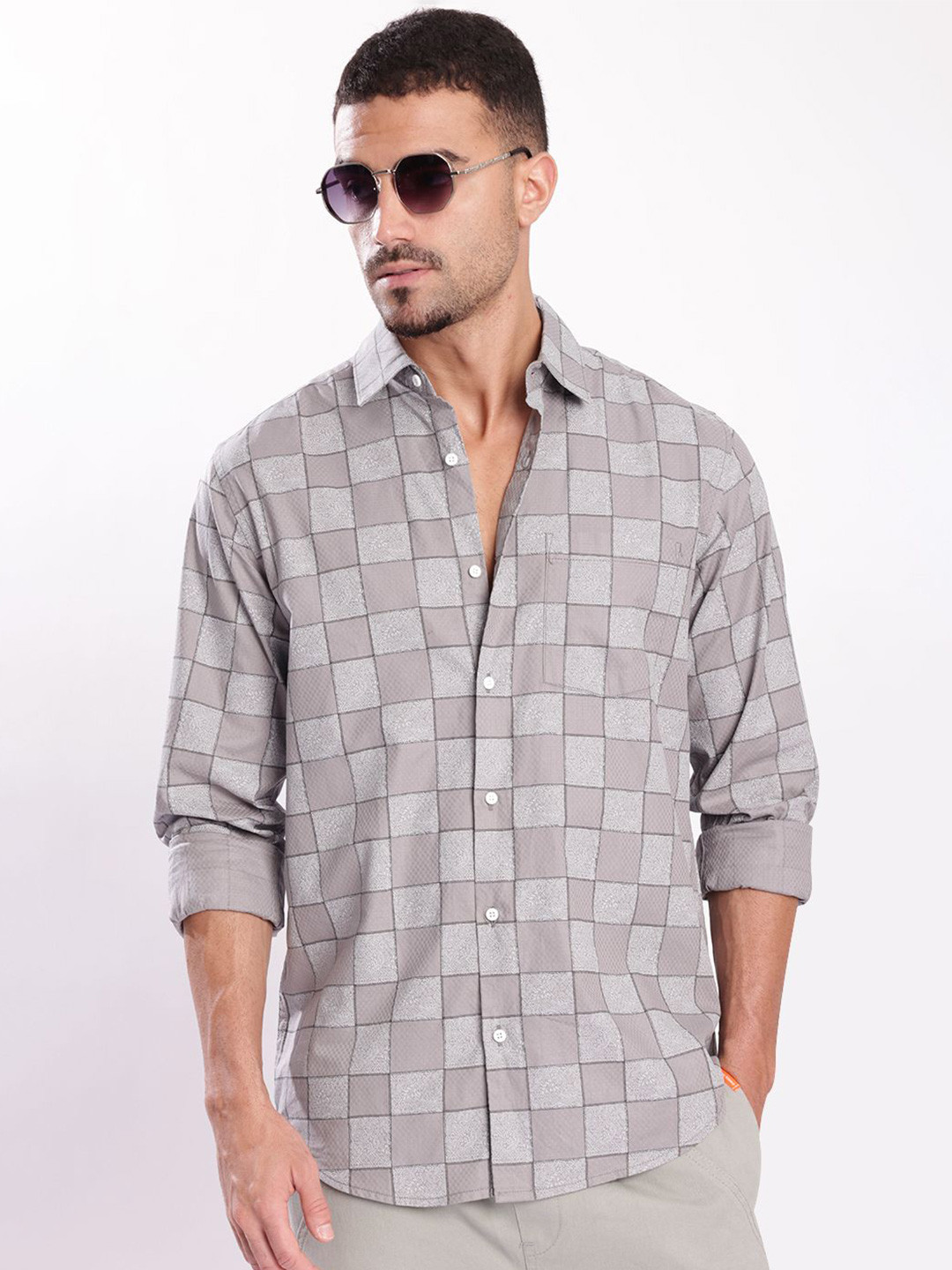 Bene Kleed Geometric Printed Spread Collar Cotton Regular Fit Casual Shirt