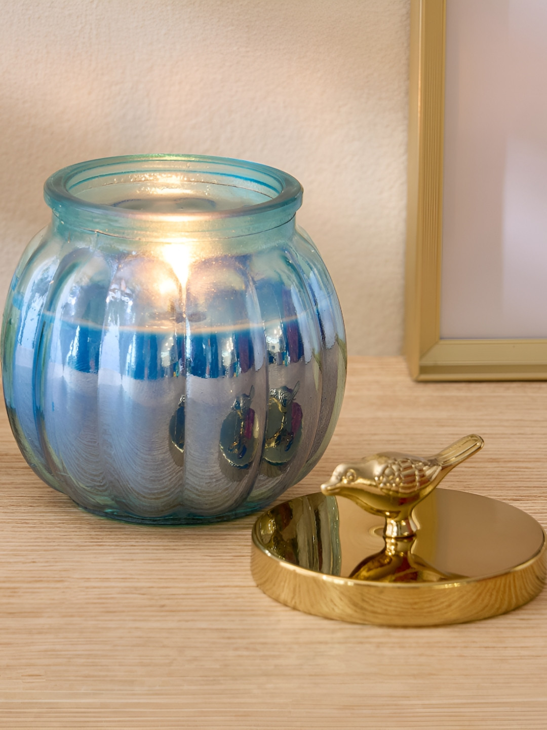 Home Centre Egyptian Blue Redolence Redolence Egyptian Solid Geometric Regular Jar Candles