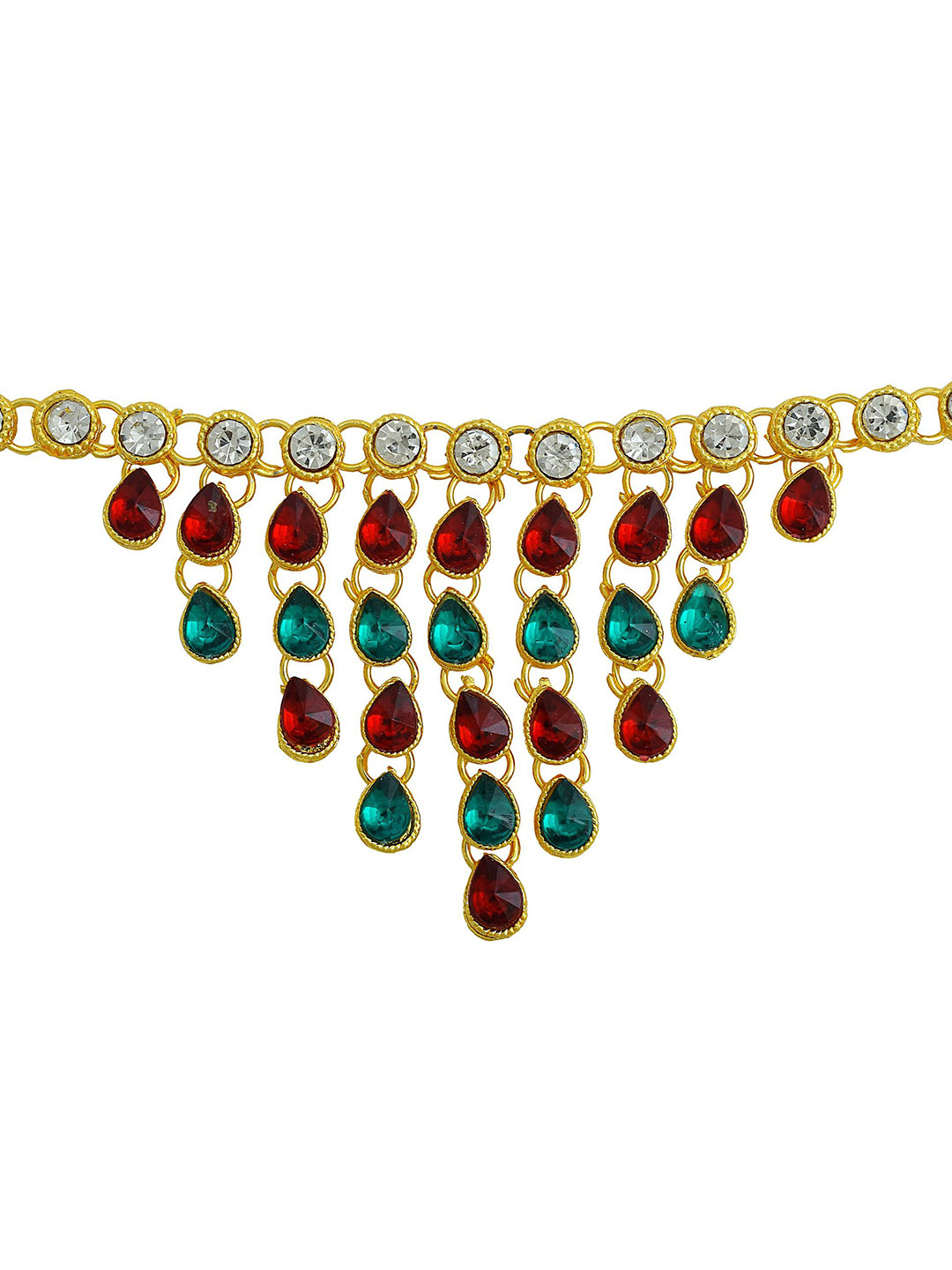 MEMOIR Gold plated BrassMulti colour stone studded Waistbelt Jewellery Set