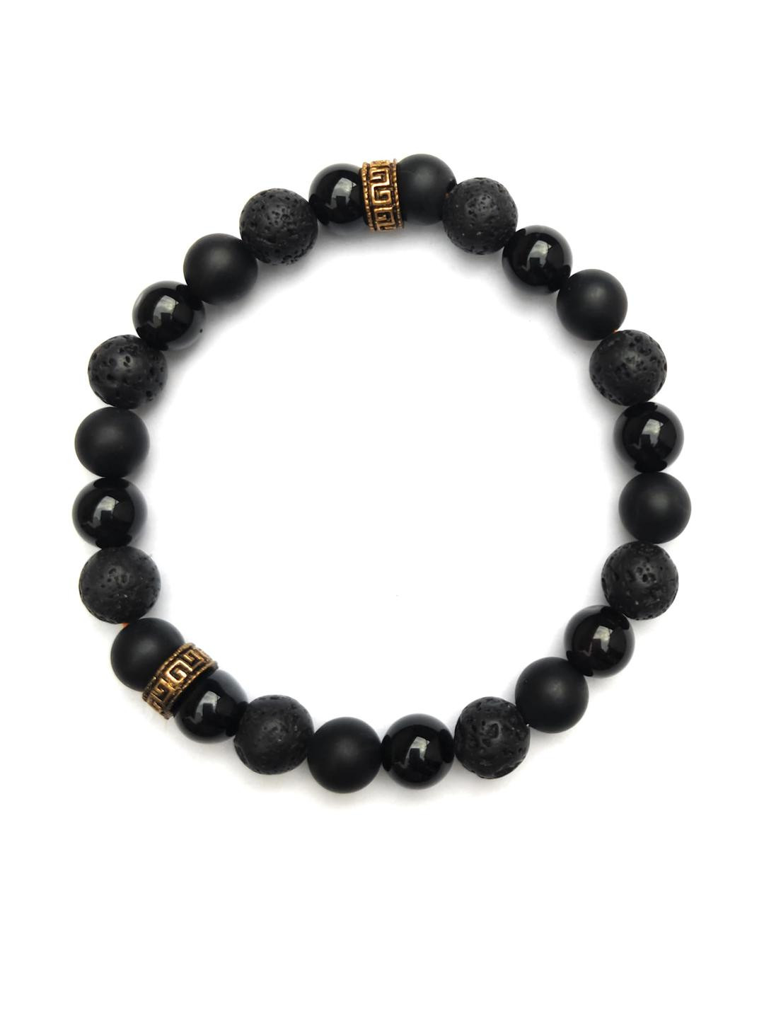 Apnisanskriti Unisex Lava Black Onyx Black Matt Stone Bracelet