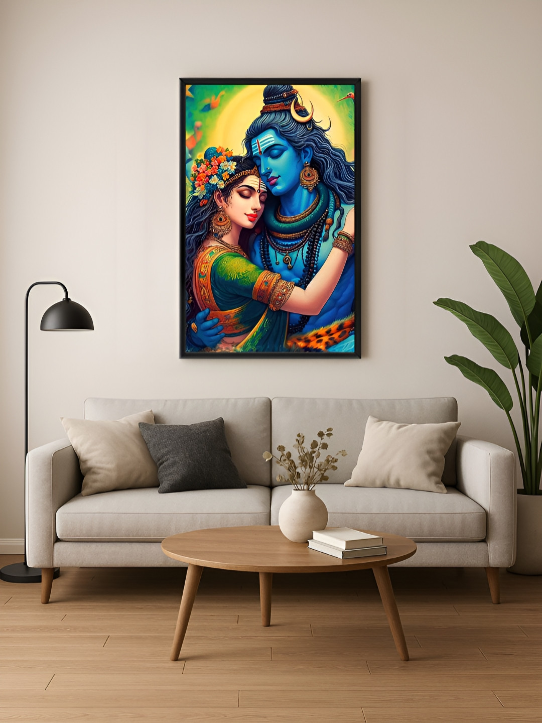 999Store Shiva And Parvati Canvas Wall Rectangle Paintings Wall Art -18 x 30 In