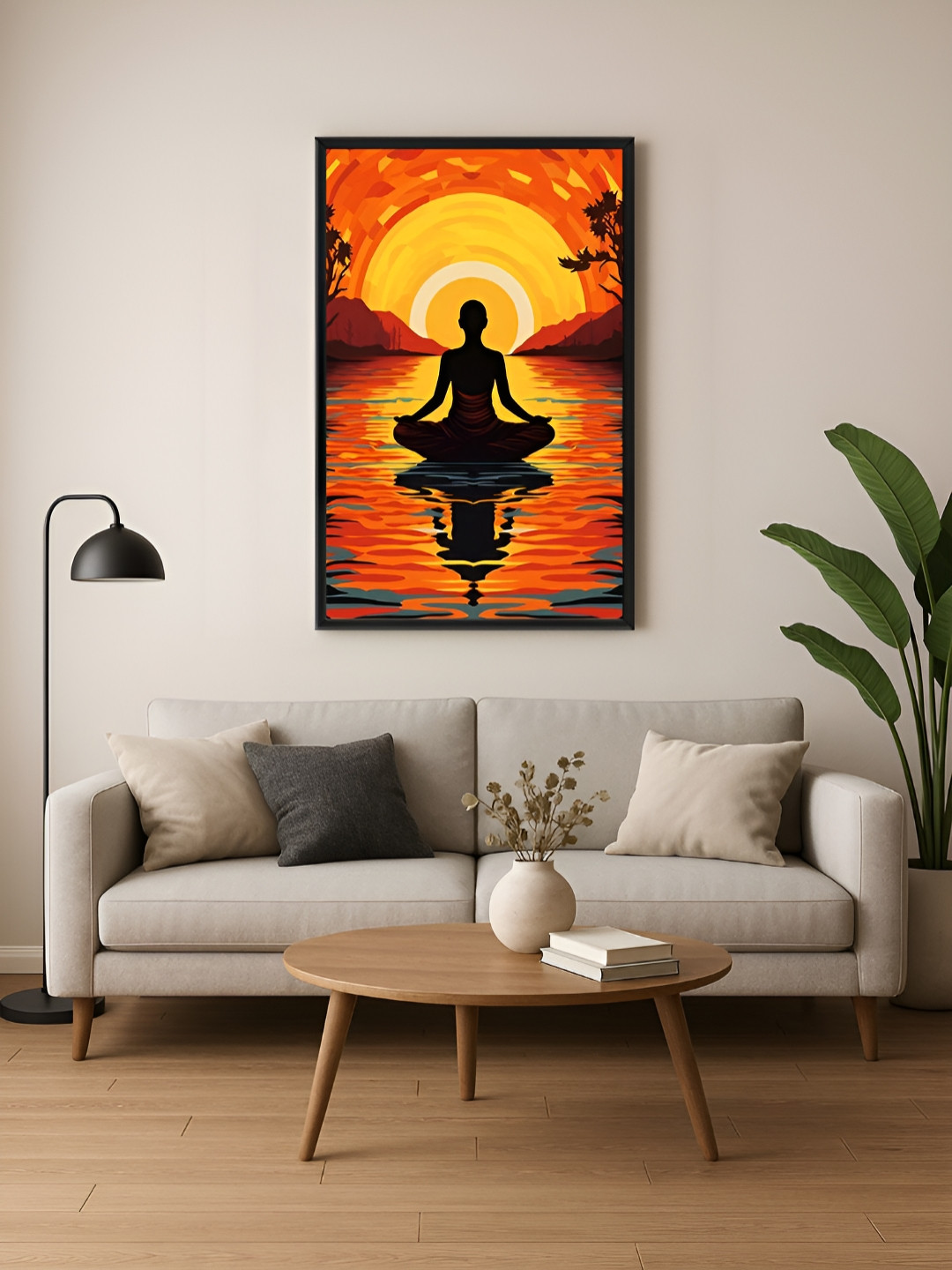 999Store Sunset Orange Canvas Wall Living Room Rectangle Paintings Wall Art -22 x 35In