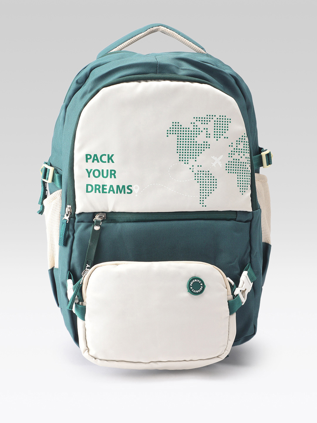 Priority Unisex Typography Printed Laptop Backpack with Compression Straps & Pouch - 30 L