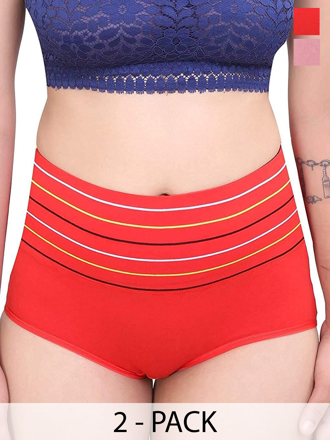 Taslar Pack Of 2 Breathable Cotton Hipster Briefs 036TLARBREF_LPNK_RD