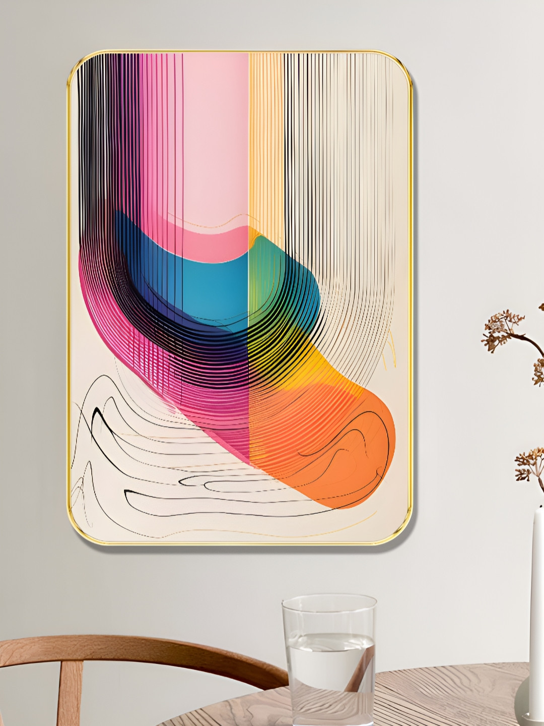 SAF Off White & Orange Colored Abstract Printed Wall Art