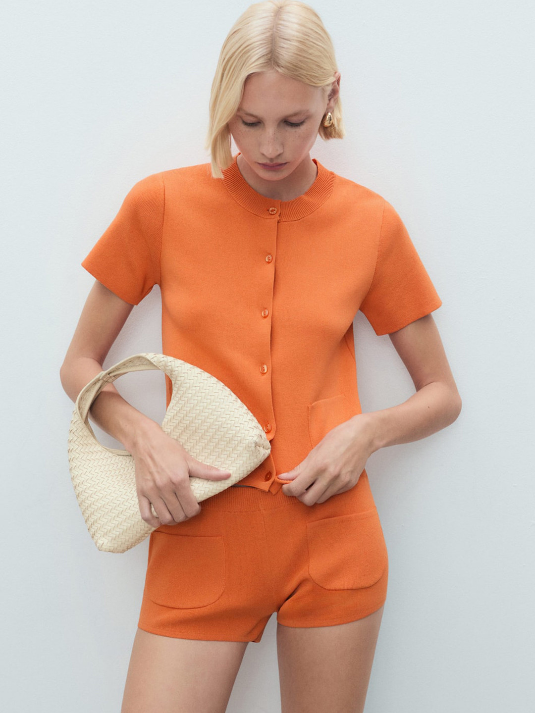 MANGO Ribbed Shirt Style Top