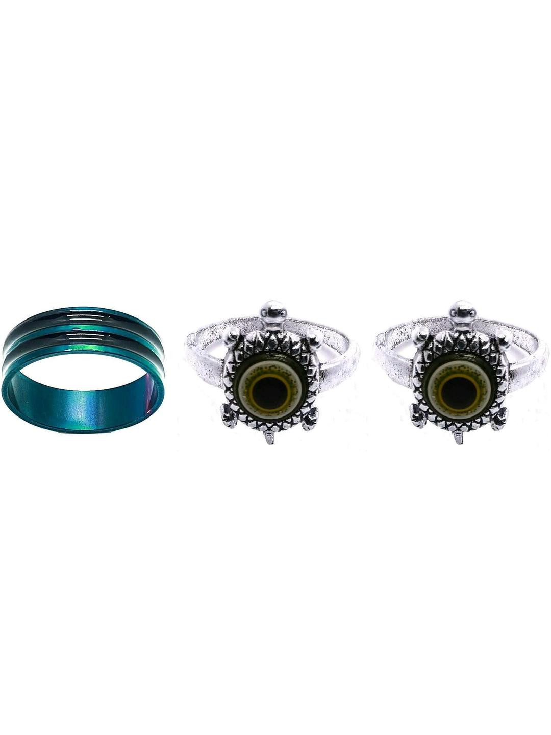 Dynamic Retail Global Set of 3 Black Copper Finger Ring