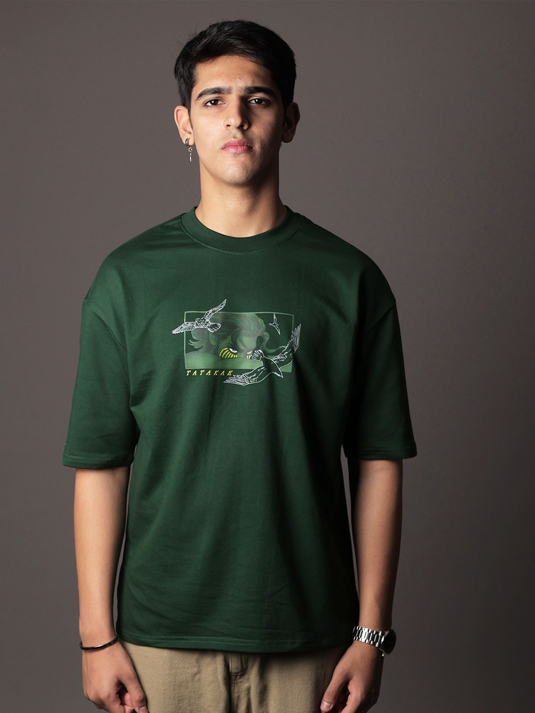 WHITE HUSK Eren Yegar Freedom Attack On Titan Anime Printed Cotton Oversized T-shirt