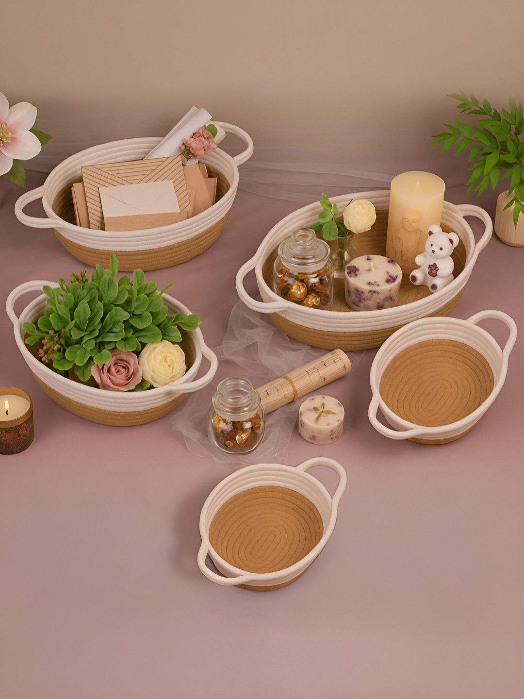 Art Street Jute Round Shape Foldable Gift Basket