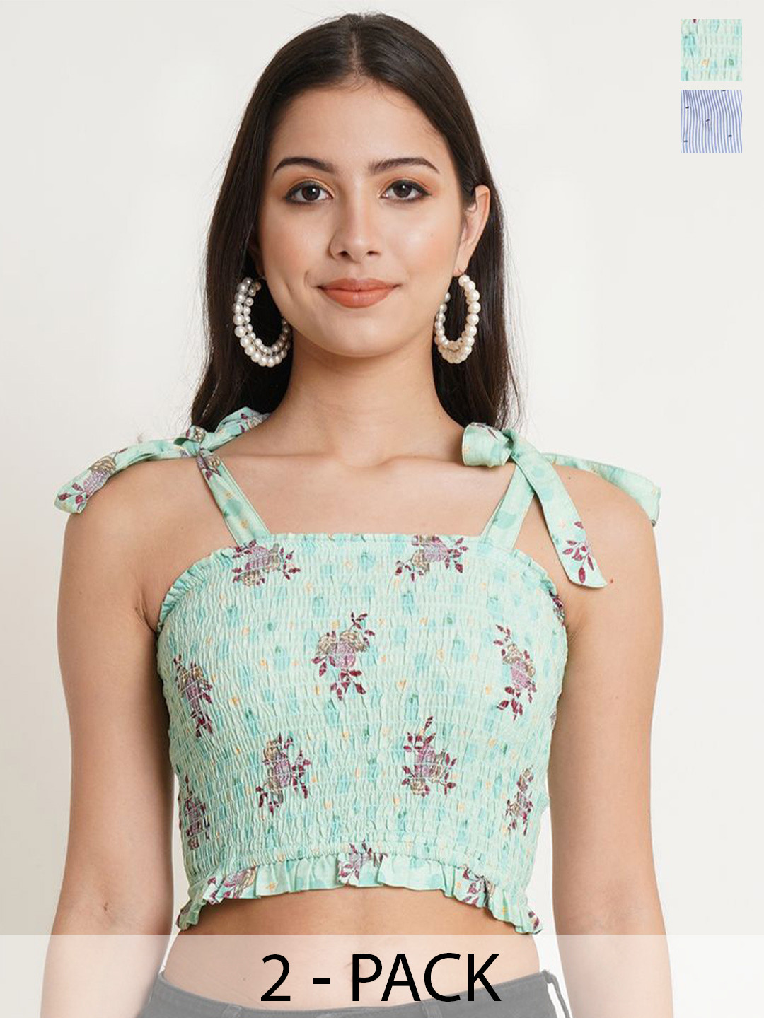 IX IMPRESSION Women Pack of 2 Printed Crop Tops