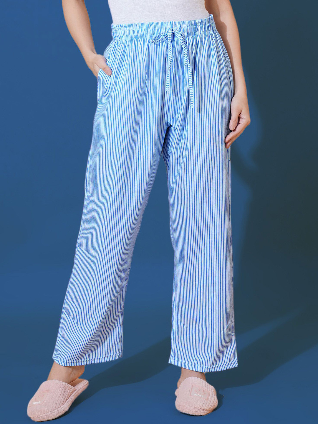 FFLIRTYGO Striped Relaxed Fit Straight-Leg Lounge Pants