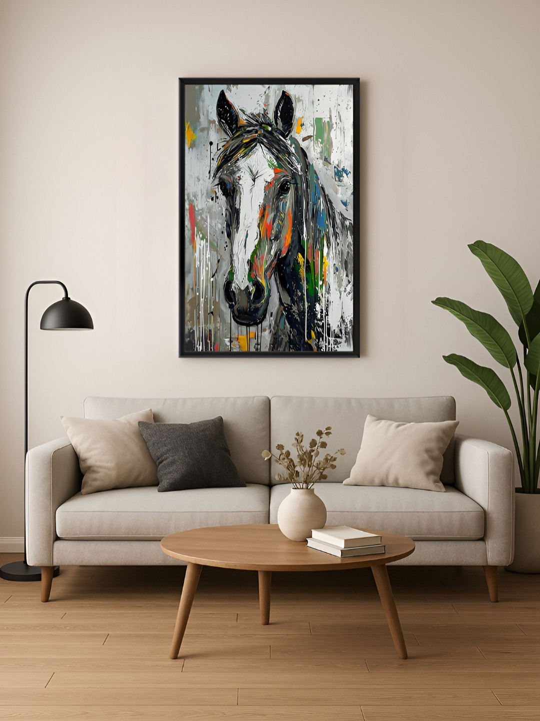 999Store Grey & Black 1 Piece Canvas Birds and Animals Wall Paintings