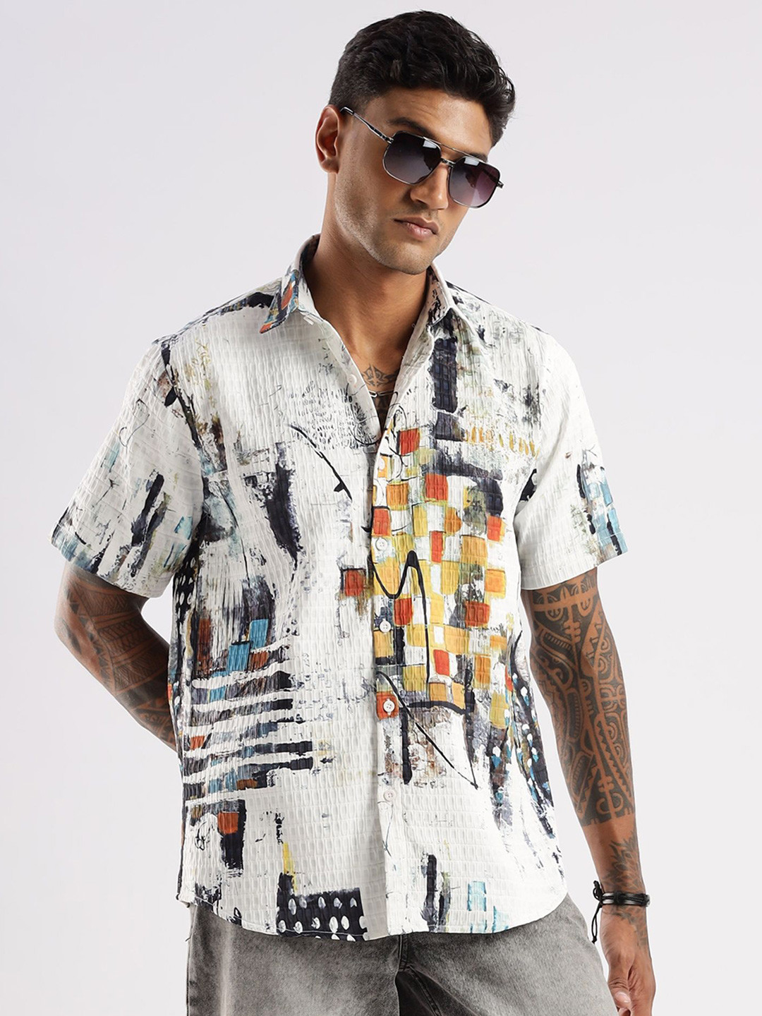 Abstract Printed Regular Fit Casual Shirt