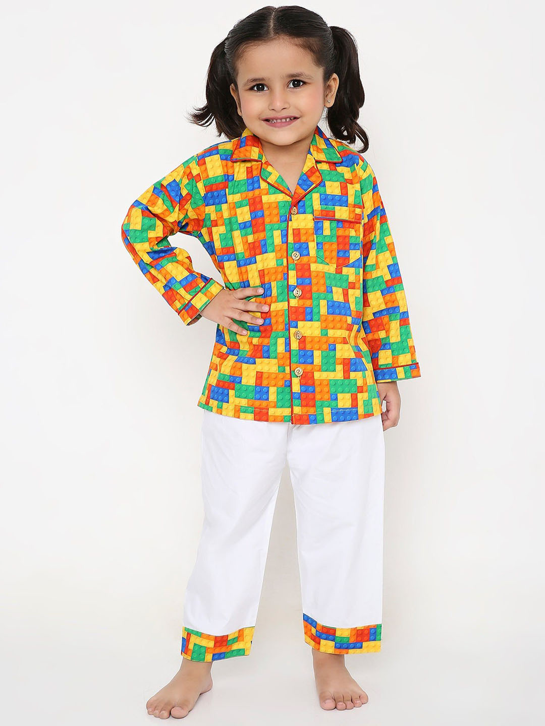 Little Clothings Girls Block Party PJ Set