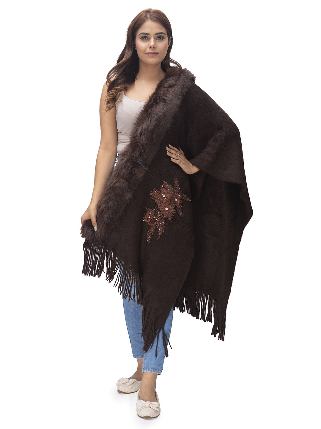 Manra Floral Embroidered Woolen Shawl