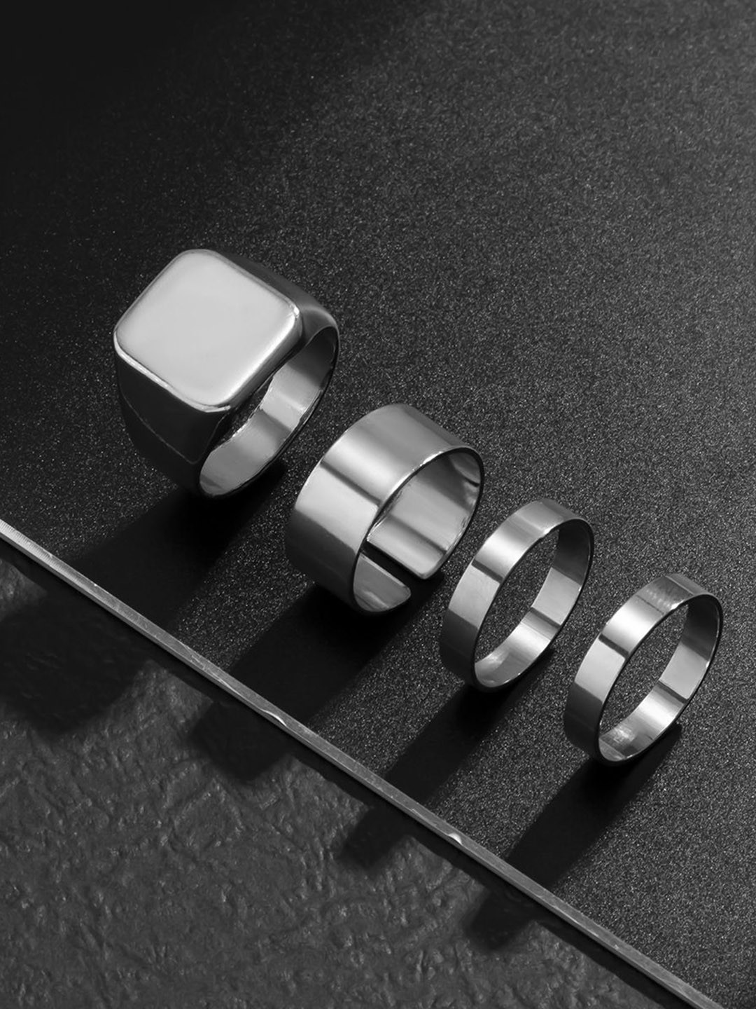 StyleCast x Revolte Set Of 4 Silver-Plated Finger Ring
