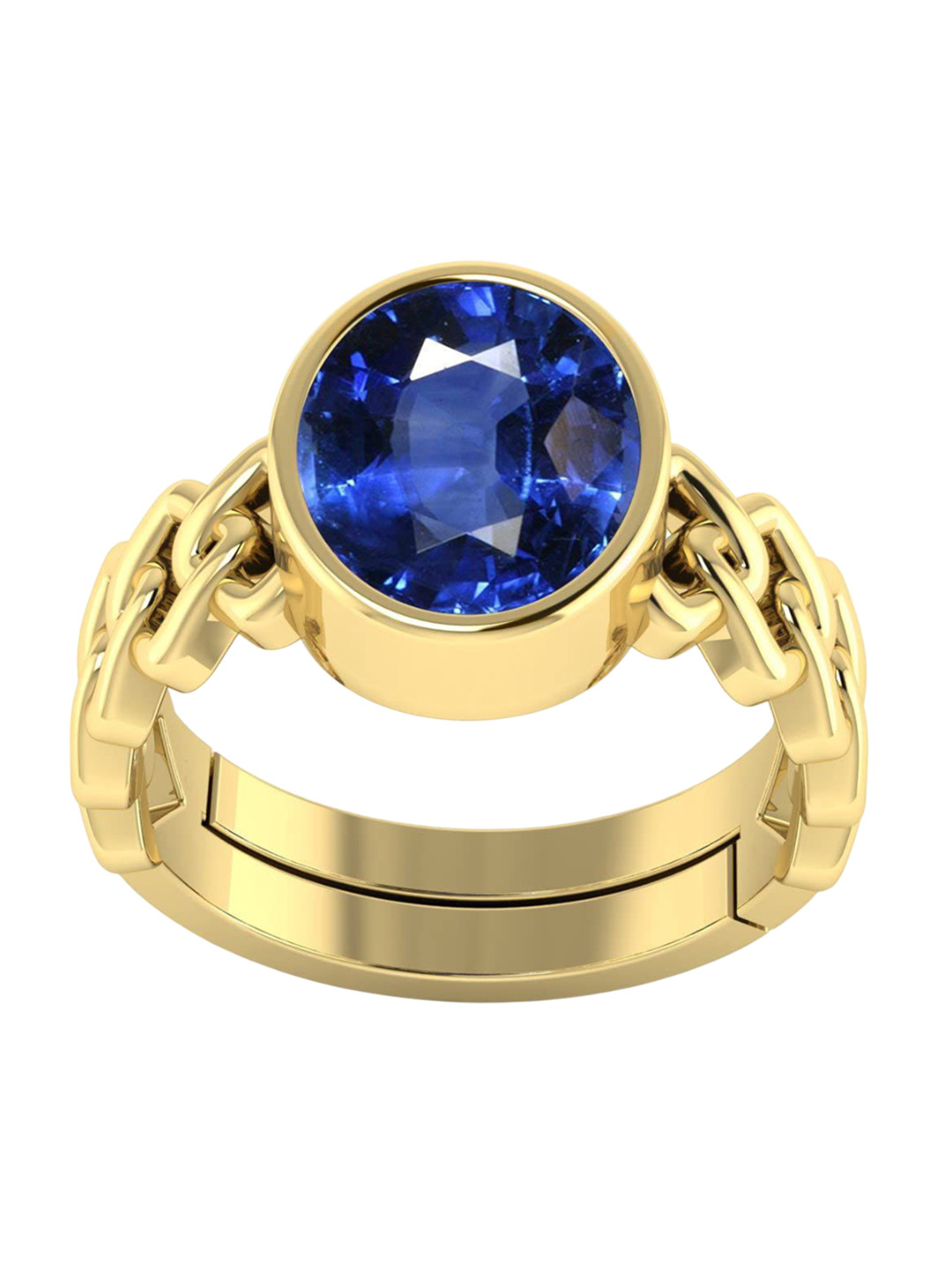 RSPR Unisex 7.25 Ratti 6.72 Carat Blue Sapphire-Studded Adjustable Finger Ring