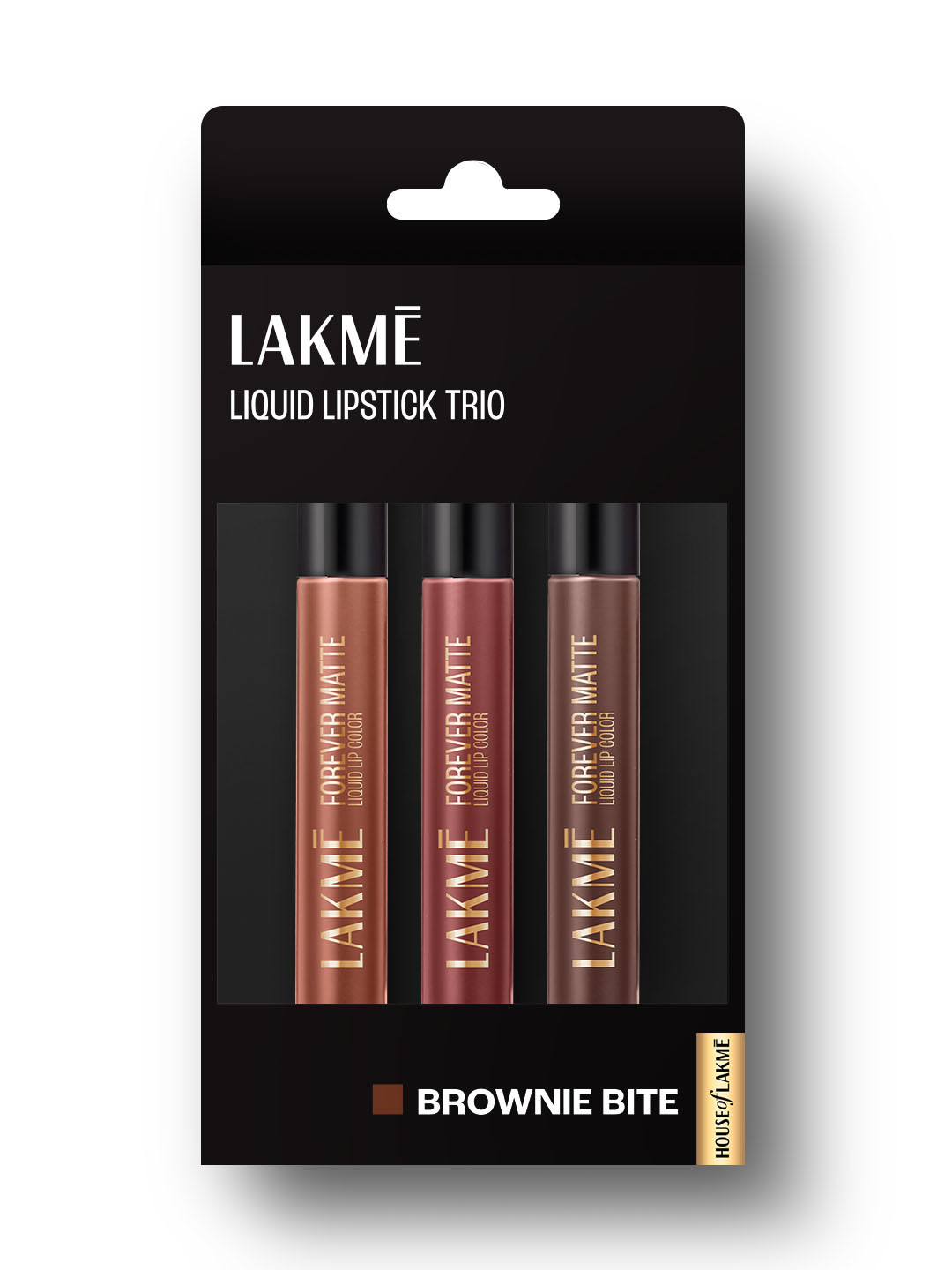 Lakme Forever Matte Long Stay Light-Weight Liquid Lipstick Trio 16.8ml - Brownie Bite