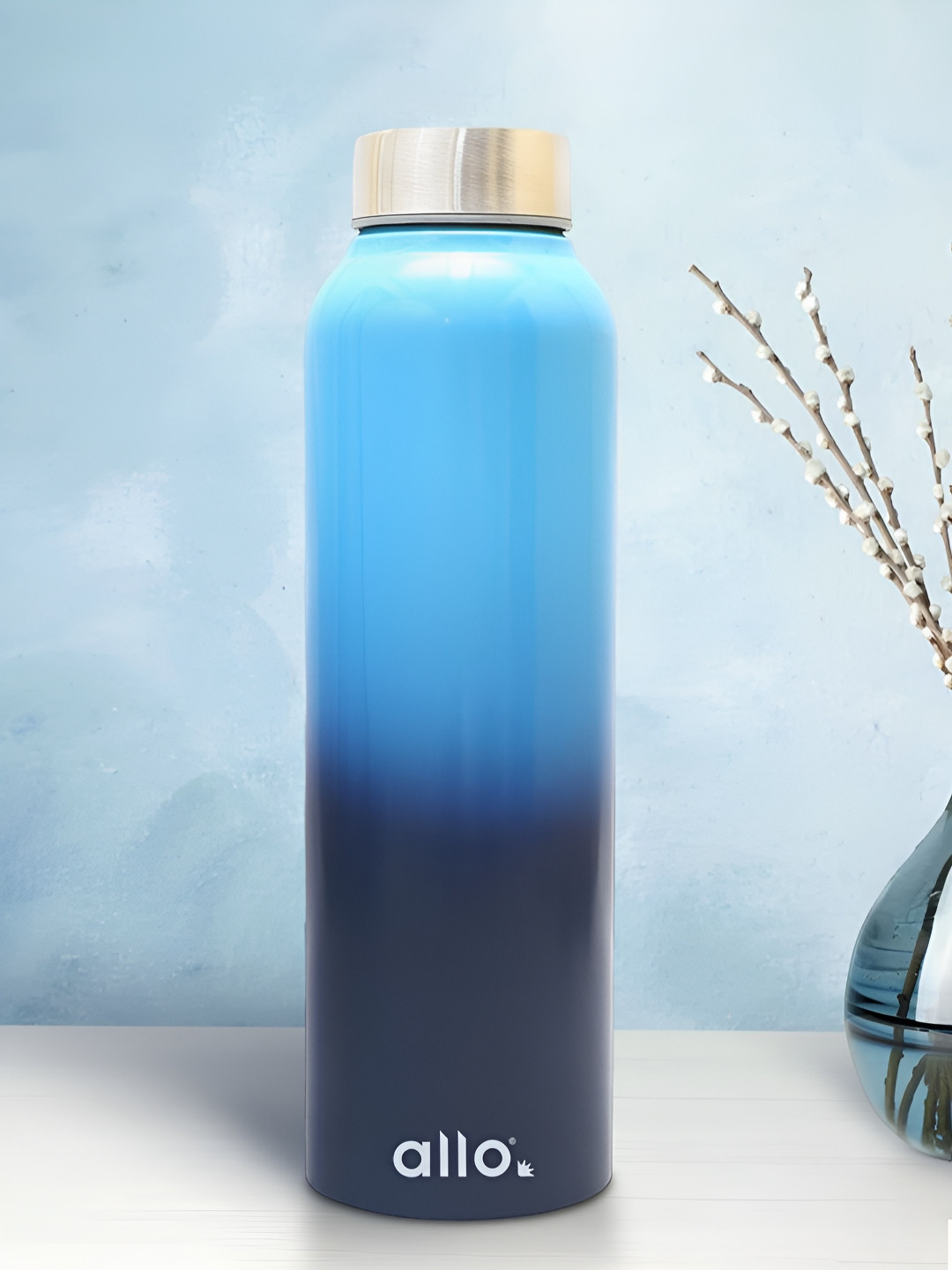 Allo Light and Dark Blue Stainless Steel Leakproof Steel Cap Water Bottle 1000 ml