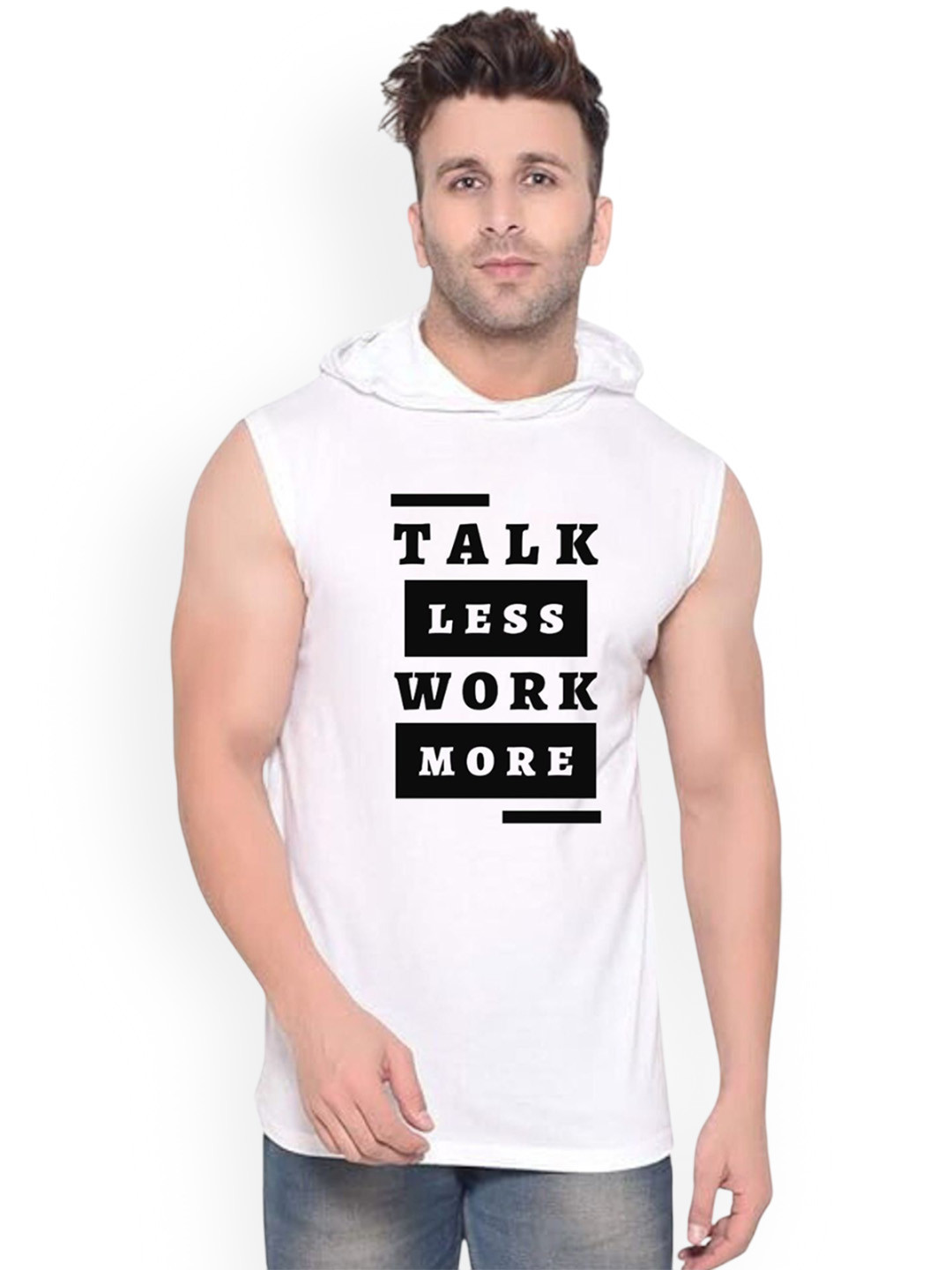FABSTIEVE Talk Less Printed Gym Vest VK T-050_Print-277_gym_vest_White_M