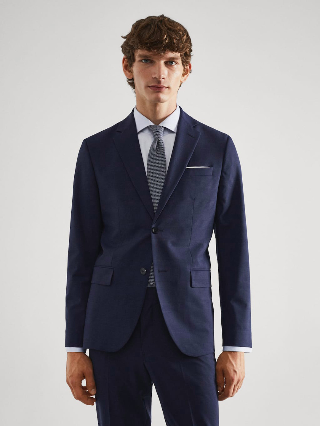 MANGO MAN Checked Slim Fit Formal Blazer