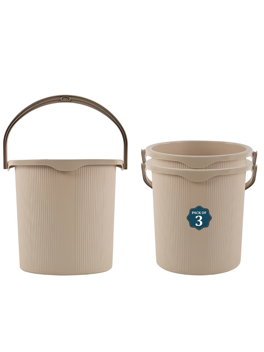 Aura Cream-Coloured & Blue 3 piece Textured Plastic Bath Accessories Set