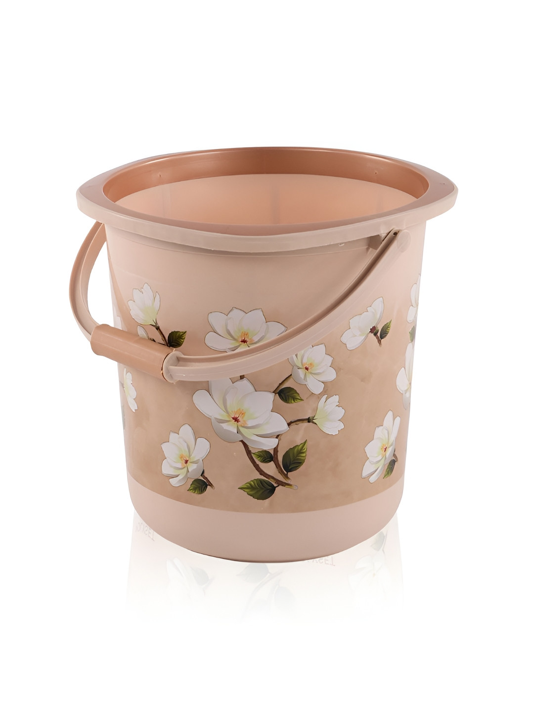 Aura Brown Floral Plastic Bath Accessories Set