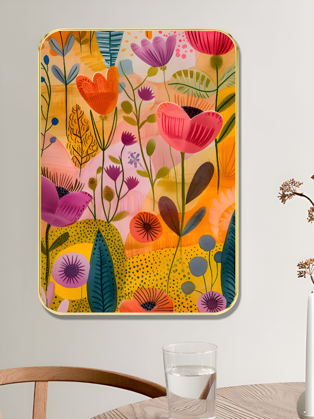 SAF Yellow Wood Wall Bedroom Rectangle Potrait Paintings Wall Art -18 x 24In