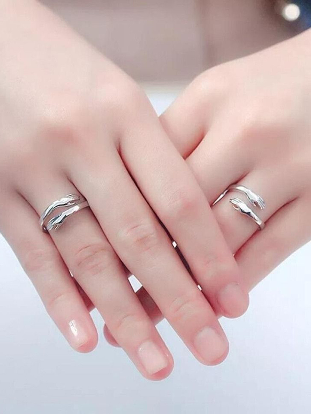 Crazy Fashion Women Hug Silver-Plated Finger Ring