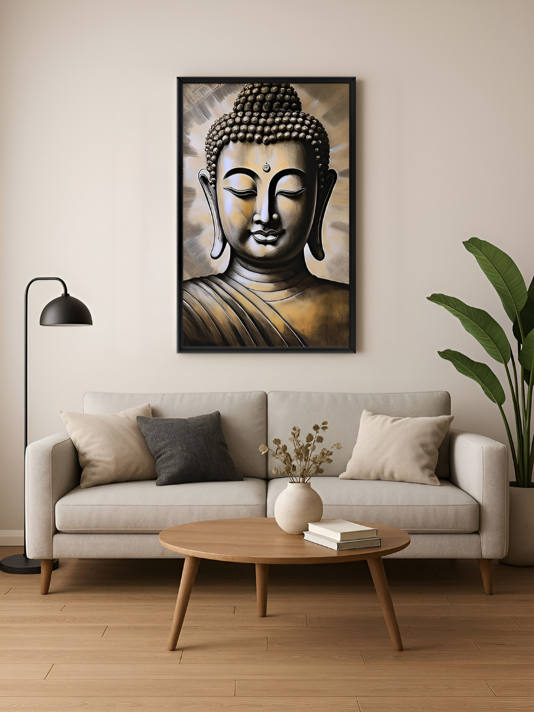 999Store Golden Buddha Printed Portrait Rectangle Paintings Wall Art-18 x 30In